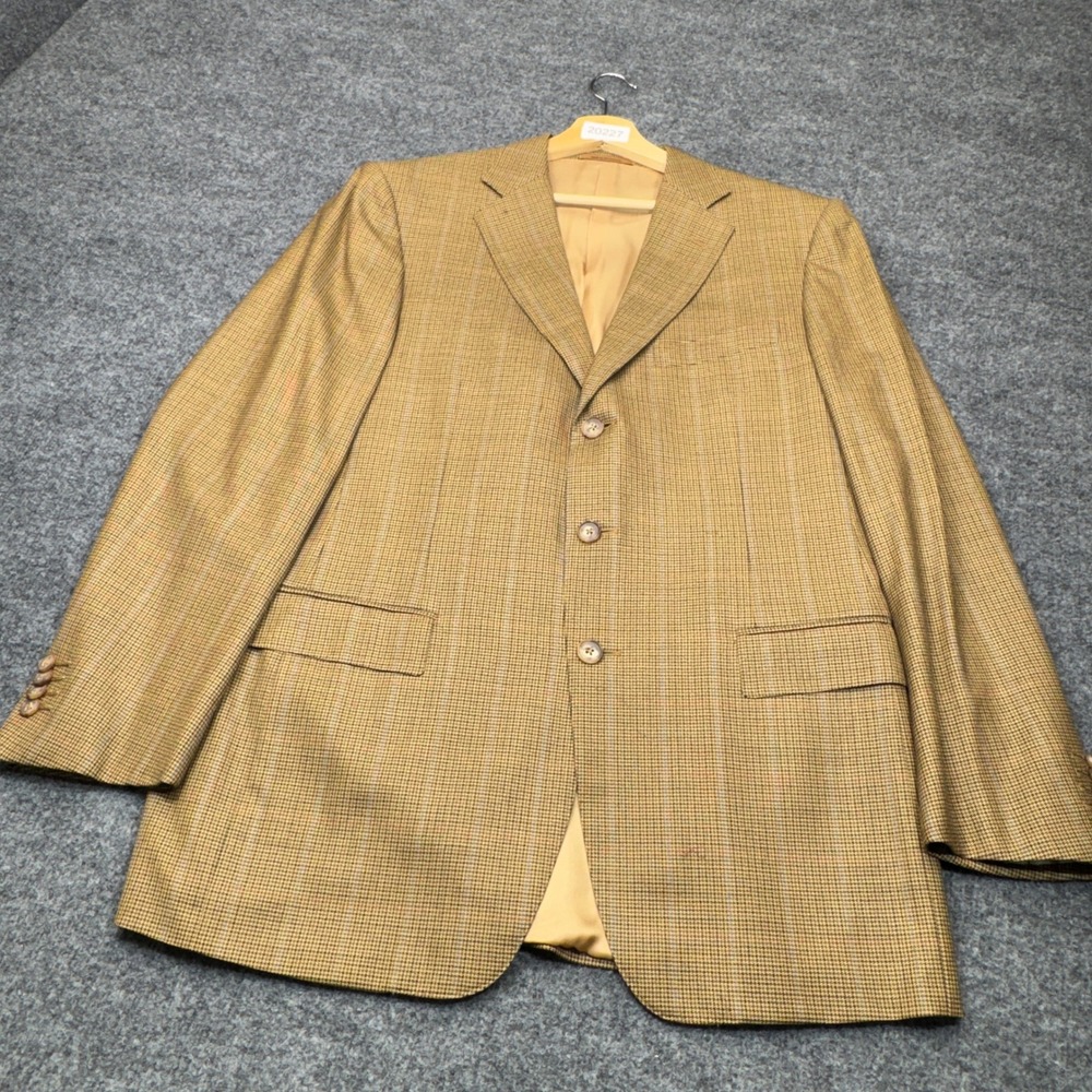Ermenegildo Zegna Blazer Mens 42R Brown Wool Houndstooth Check Sport Coat Italy